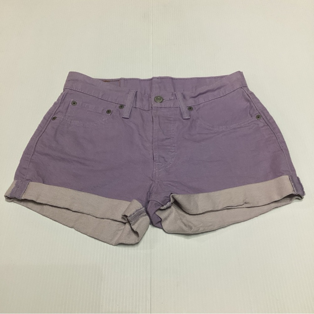 Levi's 501 Purple Non-Stretch 5-Pockets Mid Rise Button Fly Cuffed Short sz 27